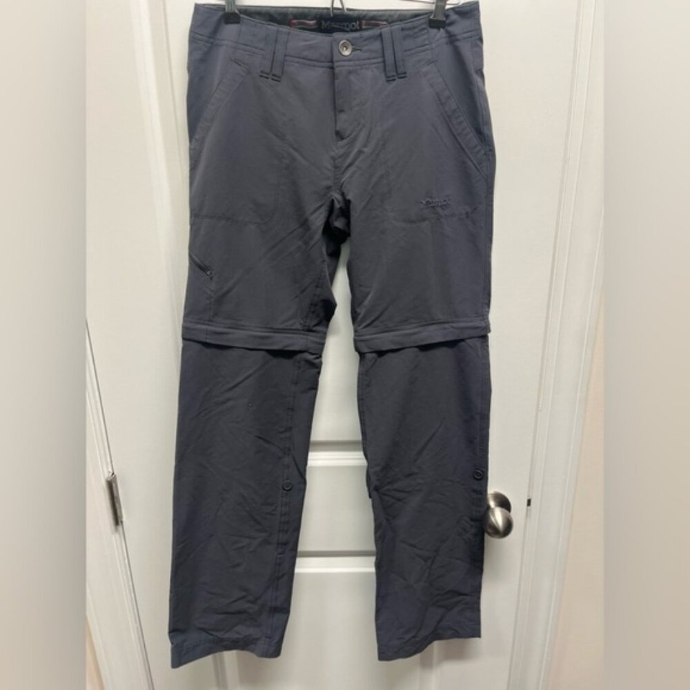 Marmot Pants 4 Womens Convertible Zip Off Roll Up Hiking Nylon Stretch Gray